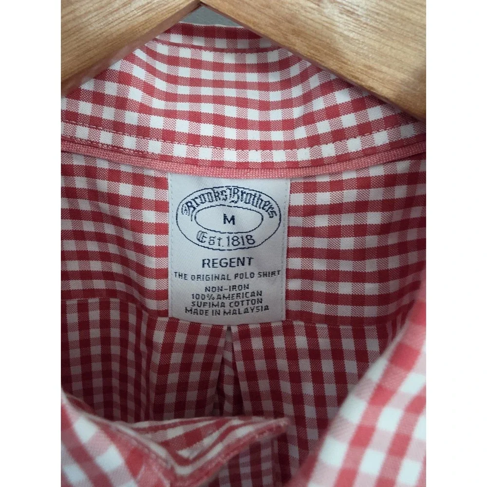 Men's M Brooks Brothers Regent Gingham Button Down Preppy Shirt Red White